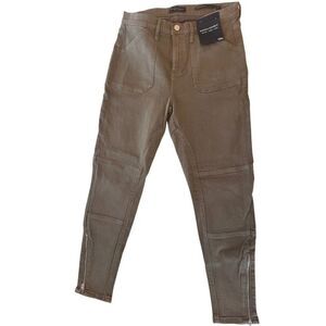 NWT Banana Republic Mid-Rise Skinny Ankle Moto Pants Size 28S Olive Green